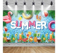 TUTUXMA Summer Decorations Banner, Pool Party Banner Backdrop, Hawaiian Pool Party Photo Booth Sign Tropical Decorations Background for Summer Theme Birthdays Beach Seaside Supplie 185×110cm