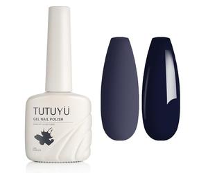 TUTUYU Midnight Dark Blue Gel Nail Polish, 12ml Soak Off Dark Indigo Blue Gel Polish for Manicure Salon or DIY Nail Art at Home