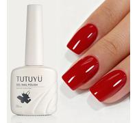 TUTUYU Red Gel Nail Polish | Easy One-Stroke Coverage, No-Fade Vibrant Color & Year-Round Classic, for Holiday Parties/Office Elegance - S142