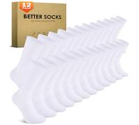 TUUHAW 12 Pairs Men's Cushioned Cotton Crew Socks 12-15 White - Running, Trainer, Sports, Work, Hiking for Walking, Cycling, Trekking, Outdoor