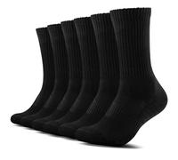 TUUHAW Mens Sports Socks, 6 Pairs Cushioned Anti Blister Wicking Breathable Hiking Socks, Crew Performance Athletic Socks for Work Running Walking Cycling Trekking Trainer Outdoor Black 6-9