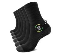 TUUHAW Men's Women's Mid High Cotton Sports Socks (Pack of 6) for Tennis Golf Running OEKO-TEX Standard 100, Black, 43-46