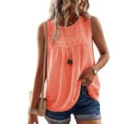 TUUHAW Plus Size Tank Tops Women Summer Round Neck Vest Bright Orange XXL