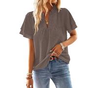 TUUHAW Plus Size Tops for Women Cute Swiss Dot Flowy Work Blouses for Women Boho Pullover V Neck Tunic Short Sleeve Ruffle Fall Bardot Chiffon Bubble Hem Ladies Peplum Clothing Dusty Purple 3XL