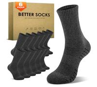 TUUHAW Socks Men 12-15 Cushioned Running Socks Trainer Sports Socks Cotton Crew Work Socks Wicking Long Hiking Socks Athletic Socks for Walking Cycling Trekking Outdoor 6 Pairs,Grey