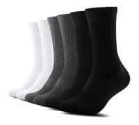 TUUHAW Socks Mens 6-9 Women Running Socks Cushioned Trainer Socks Cotton Sports Socks Breathable Crew Hiking Socks for Work Walking Cycling Trekking Outdoor 6 Pairs,Black White Grey