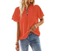 TUUHAW Summer Tops for Women UK Ruffle Sleeve Boho Blouses Bright Orange XL