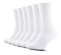 TUUHAW Trainer Socks for Men 9-12 White Socks Women Running Socks Cushioned Sports Work Socks Cotton Wicking Hiking Socks Athletic Socks for Walking Cycling Outdoor 6 Pairs