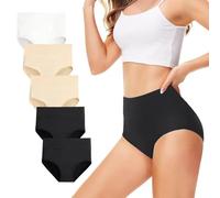 TUUHAW Women's Knickers for Women Multipack of 5 High Waist Womens Underwear Black White Nude Skin Colour Plus Size Underwear for Women 24-26 Cotton Postpartum Pants Ladies Full Briefs