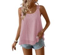 TUUHAW Womens Sleeveless Tops Boho Crew Neck Maternity Tank Top Pink 3XL