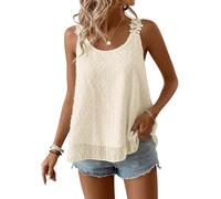 TUUHAW Womens Sleeveless Tops Boho Crew Neck Plus Size Tank Top Apricot 3XL