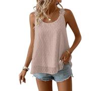 TUUHAW Womens Sleeveless Tops Plus Size Tunic Tops for Women Summer Boho Crew Neck Lace Basic Tee Shirts Pink Flowy Holiday Chiffon Womens Blouses Sexy Dressy Casual Spring Clothing 3XL