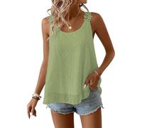 TUUHAW Womens Sleeveless Tops Plus Size Tunic Tops for Women Summer Boho Crew Neck Lace Basic Tee Shirts Light Green Flowy Holiday Chiffon Womens Blouses Sexy Dressy Casual Spring Clothing 3XL