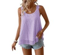 TUUHAW Womens Sleeveless Tops Summer Boho Crew Neck Maternity Purple 3XL