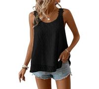 TUUHAW Womens Sleeveless Tops Summer Boho Crew Neck Plus Size Tee Black 3XL