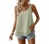 TUUHAW Womens Sleeveless Tops Summer Crew Neck Plus Size Light Green 3XL