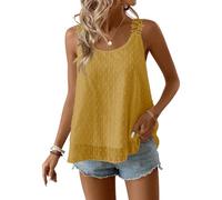 TUUHAW Womens Sleeveless Tops Summer Crew Neck Plus Size Tee Yellow 3XL