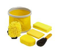 TUULKIT 7-Piece Car Wash Kit - Includes Bristle Brush, Large Sponge, Drying Mitt, Collapsible Bucket & 3 Microfibre Cloths - Portable Cleaning Kit for Car, Van, SUV - Durable & Professional Quality