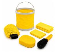 TUULKIT Car Cleaning Kit - Car Washing Kit Includes Bristle Brush, Large Sponge, Drying Mitt, Collapsible Bucket & 3 Microfibre Cloths - For Car, Van, SUV - Durable & Professional Quality