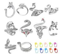 TUUXI 10pcs Crochet Rings Crochet Tension Rings for Finger Crocheting Knitting Adjustable Yarn Guide Rings Crochet Accessories and 10pcs Stitch Marks with Plastic Box for DIY Craft
