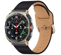 TUV PLNT Leather Bands Compatible With Galaxy Watch 8 Band, Leather Strap Compatible For galaxy watch ultra bands Women Men (Black/Rose Gold, For Galaxy Ultra 47mm)