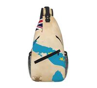 Tuvalu Flag Map with Islands Crossbody Sling Bag Crossbody Shoulder Chest Bag Shoulder Strap Waist Fanny Pack Men Women