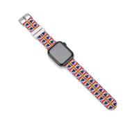 Tuvalu Flag with Royal Lion Pattern Silicone Strap for Apple Watch | Funny Sport Straps Quick Release Replacement Watch Band 38mm 40mm 42mm 44mm