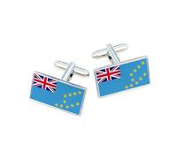 Tuvaluan Flag Cufflinks - Pacific Island National Flag Gift for Men | Blue Flag with Union Jack & Yellow Stars Design | Groomsmen Wedding Gift | Gift Box Included | Proud Tuvalu Heritage Keepsake