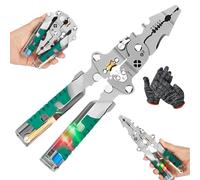 Tuvilo Electrical Pliers, Alicate Pelacables Eléctrico Plegable 8 En 1, Portable Multi-Functional Folding Wire Stripper Scissors with Electrical Test, Folding Cable Cutting Crimping Plier (1PC)