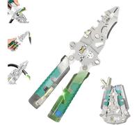 Tuvilo Electrical Pliers, Foldable Alloy Steel Multitool with Insulated-Grip,Wire Stripper,Electrical Twister Tool with Electricity Measurement,Automatic Cable Stripping for Cutting & Pulling Wire (B)