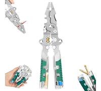 Tuvilo Electrical Pliers, Folding Stylus Screwdriver Wire Stripper, Wire Stripper with Voltage Tester, Crimper Tool with Ergonomic Non-Slip Grip for Cutting