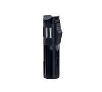 TUVovosd Triple Flame Refillable Butane Lighter,Portable Windproof Lighter,Adjustable flame,visual fuel window,for Candle Camping(Butane Not Included)(Black)