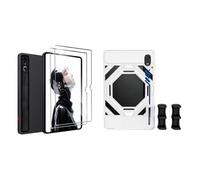 Tuvzylory 2-In-1 Protection Kit Compatible with Red Magic Astra 2, Shockproof Gaming Protective Case, 2 Pack 9H Tempered Glass Screen Protector, Full Coverage Accessory for Mobile Gaming (White)