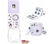 Tuvzylory Accessory Bundle Compatible with Instax Mini 13, Including Transparent Hard Shell Case, 288-Pocket Photo Album and DIY Sticker Set (Purple)