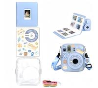 Tuvzylory Accessory Bundle Compatible with Instax Mini 13, Including Transparent Hard Shell Case, 288-Pocket Photo Album and DIY Sticker Set (Blue)
