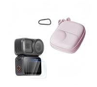 Tuvzylory Camera Accessory Kit Compatible with DJI Osmo Nano, Hard Shell Storage Case + 2 Pcs Tempered Glass Screen Protectors, 9H Tempered Glass Lens (Pink)