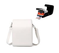 Tuvzylory Camera Bag Compatible with Polaroid Flip, PU Leather Shoulder Case, Retro Carrying Pouch for Travel Photography (White)