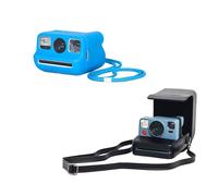 Tuvzylory Camera Protection Set Compatible with Polaroid Go Camera - Includes Silicone Protective Case & PU Leather Camera Bag with Wrist Strap (Blue)