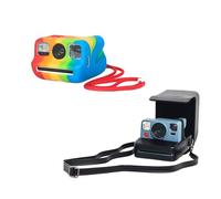 Tuvzylory Camera Protection Set Compatible with Polaroid Go Camera - Includes Silicone Protective Case & PU Leather Camera Bag with Wrist Strap (Rainbow color)