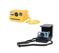Tuvzylory Camera Protection Set Compatible with Polaroid Go Camera - Includes Silicone Protective Case & PU Leather Camera Bag with Wrist Strap (Yellow)