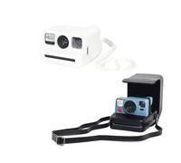 Tuvzylory Camera Protection Set Compatible with Polaroid Go Camera - Includes Silicone Protective Case & PU Leather Camera Bag with Wrist Strap (White)