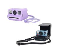 Tuvzylory Camera Protection Set Compatible with Polaroid Go Camera - Includes Silicone Protective Case & PU Leather Camera Bag with Wrist Strap (Purple)
