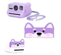 Tuvzylory Camera Protective Kit Compatible with Polaroid Go / Gen2, Cute Animal Lens Cap + Silicone Cover with Lanyard (Purple Corgi)