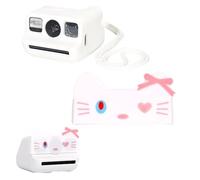 Tuvzylory Camera Protective Kit Compatible with Polaroid Go / Gen2, Cute Animal Lens Cap + Silicone Cover with Lanyard (Pink Cat)