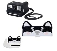Tuvzylory Camera Protective Kit Compatible with Polaroid Go / Gen2, Cute Animal Lens Cap + Silicone Cover with Lanyard (Black Corgi)