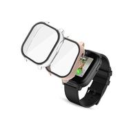 Tuvzylory Case Compatible with Cosmo JrTrack 5 Watch - PC + Tempered Glass Protective Cover, Shockproof & Fingerprint-Resistant (Transparent+Pink)