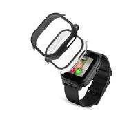 Tuvzylory Case Compatible with Cosmo JrTrack 5 Watch - PC + Tempered Glass Protective Cover, Shockproof & Fingerprint-Resistant (Transparent+Black)