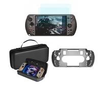 Tuvzylory Protective Set Compatible with GPD Win 5, EVA Waterproof Storage Case + TPU Transparent Case + 2-Pack Tempered Glass Screen Protectors (Transparent black)