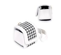 Tuvzylory Storage Case Compatible with instax Mini Evo Viewfinder, PU Leather Protective Pouch with Wrist Strap, Bird pattern Houndstooth Anti-Drop Bag (White)