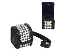 Tuvzylory Storage Case Compatible with instax Mini Evo Viewfinder, PU Leather Protective Pouch with Wrist Strap, Bird pattern Houndstooth Anti-Drop Bag (Black)